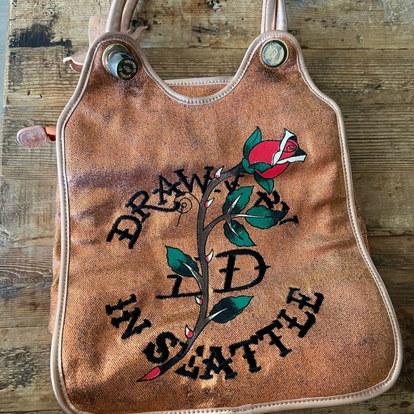 Ed Hardy Copper and Black Skull Bag - Picture 3 of 8